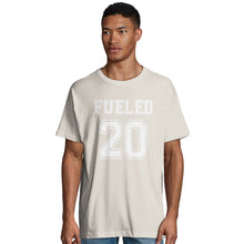 Load image into Gallery viewer, Fueled 20 Varsity Retro - Men&#39;s Oversized Off White T-shirt - Fueled.art
