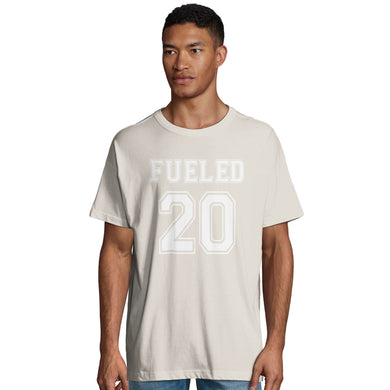 Fueled 20 Varsity Retro - Men's Oversized Off White T-shirt - Fueled.art