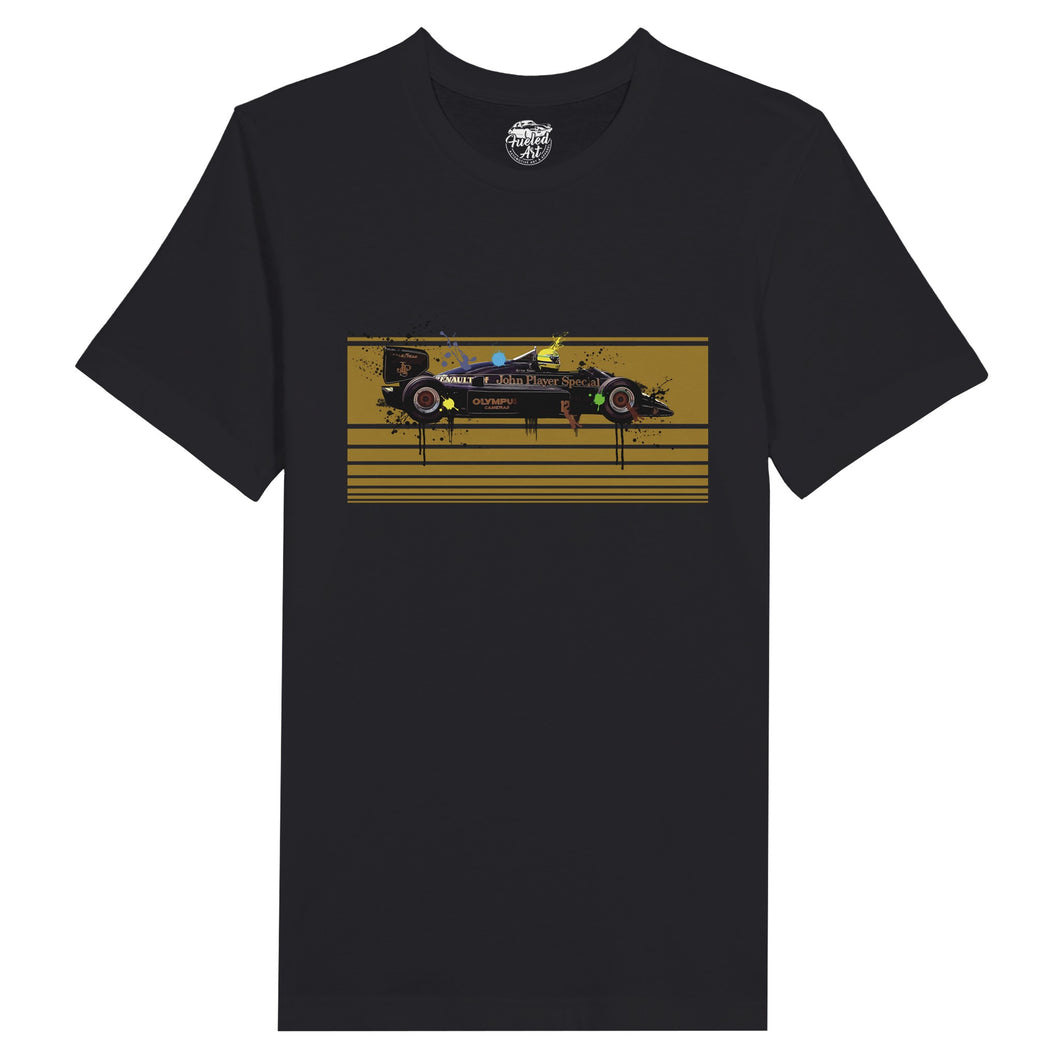 2c543baf-4a90-48c0-8a90-2ad2137e7d2eAyrton Senna 1985 Lotus 97T F1 - Premium Unisex Crewneck Black T-shirt - Fueled.art