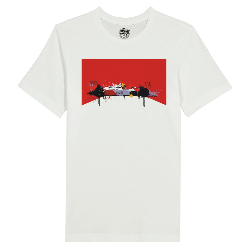 Ayrton Senna 1988 McLaren MP4/4 F1 - Premium Unisex Crewneck White T-shirt - Fueled.art