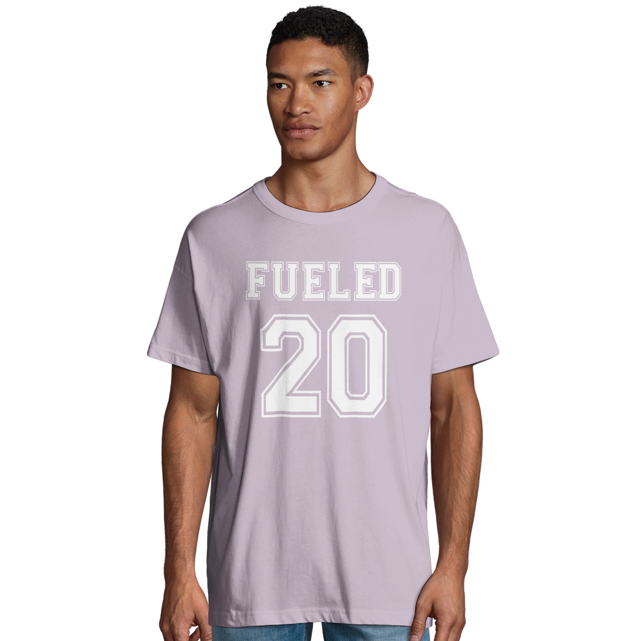 Fueled 20 Varsity Retro - Men's Oversized Lilac T-shirt - Fueled.art