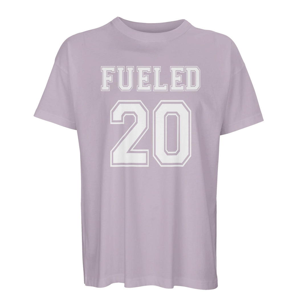 Fueled 20 Varsity Retro - Men's Oversized Lilac T-shirt - Fueled.art