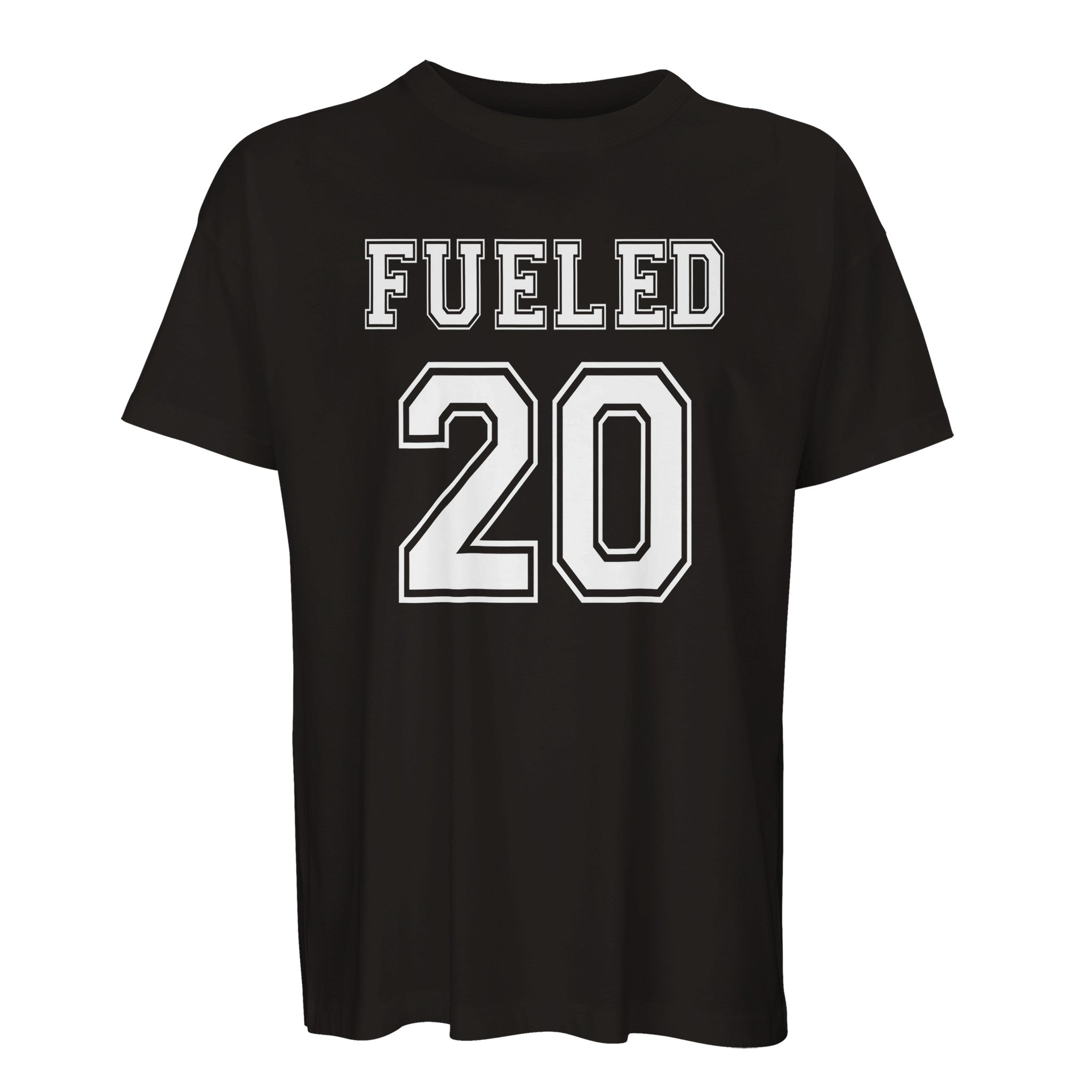 Fueled 20 Varsity Retro - Men's Oversized Black T-shirt - Fueled.art