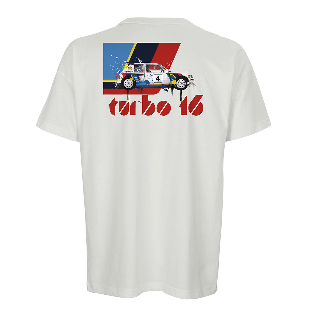 Peugeot 205 T16 - Men's Oversized Rear Print White T-shirt - Fueled.art