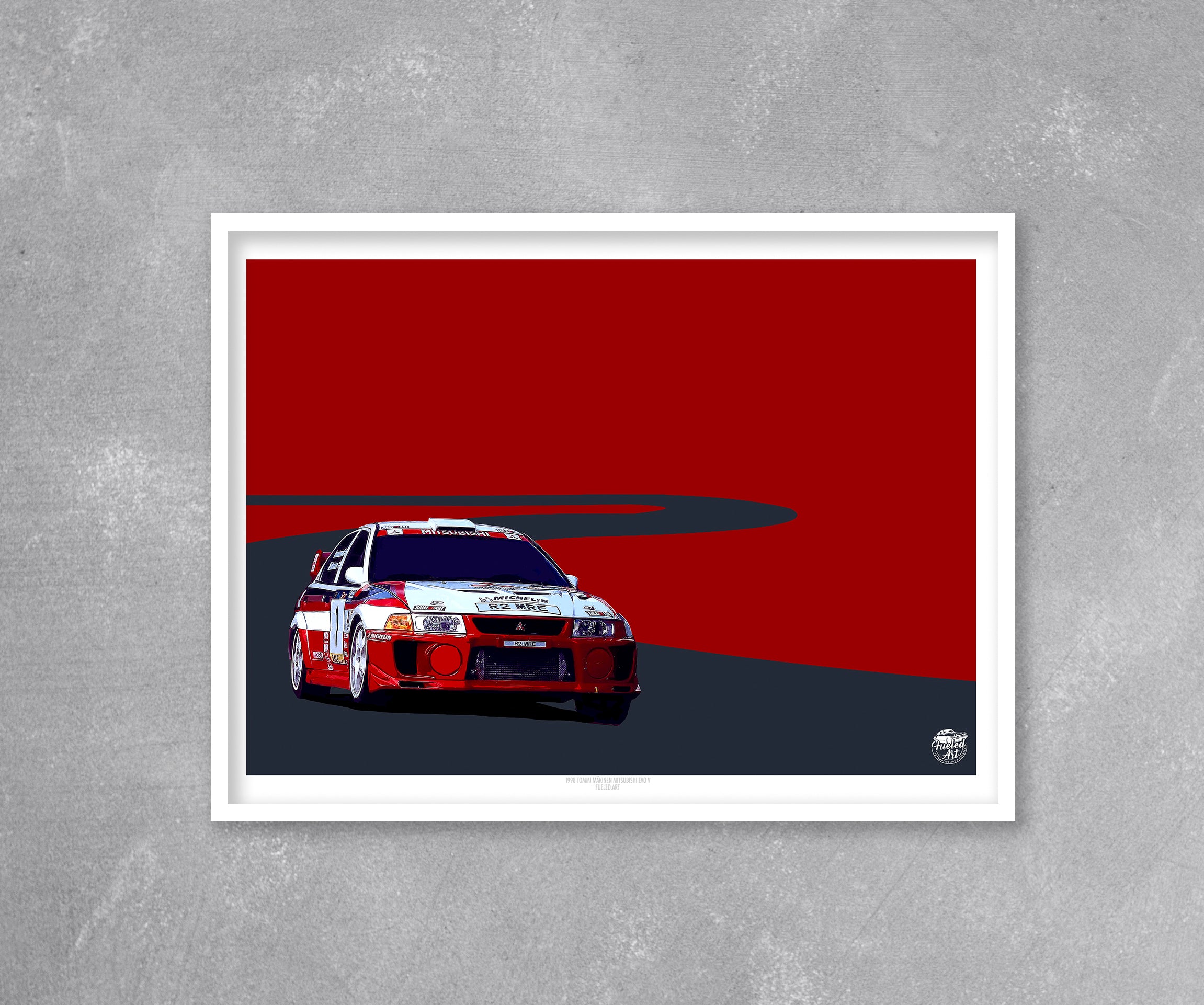 1998 Mitsubishi Evo V - Tommi Mäkinen WRC Print - Fueled.art