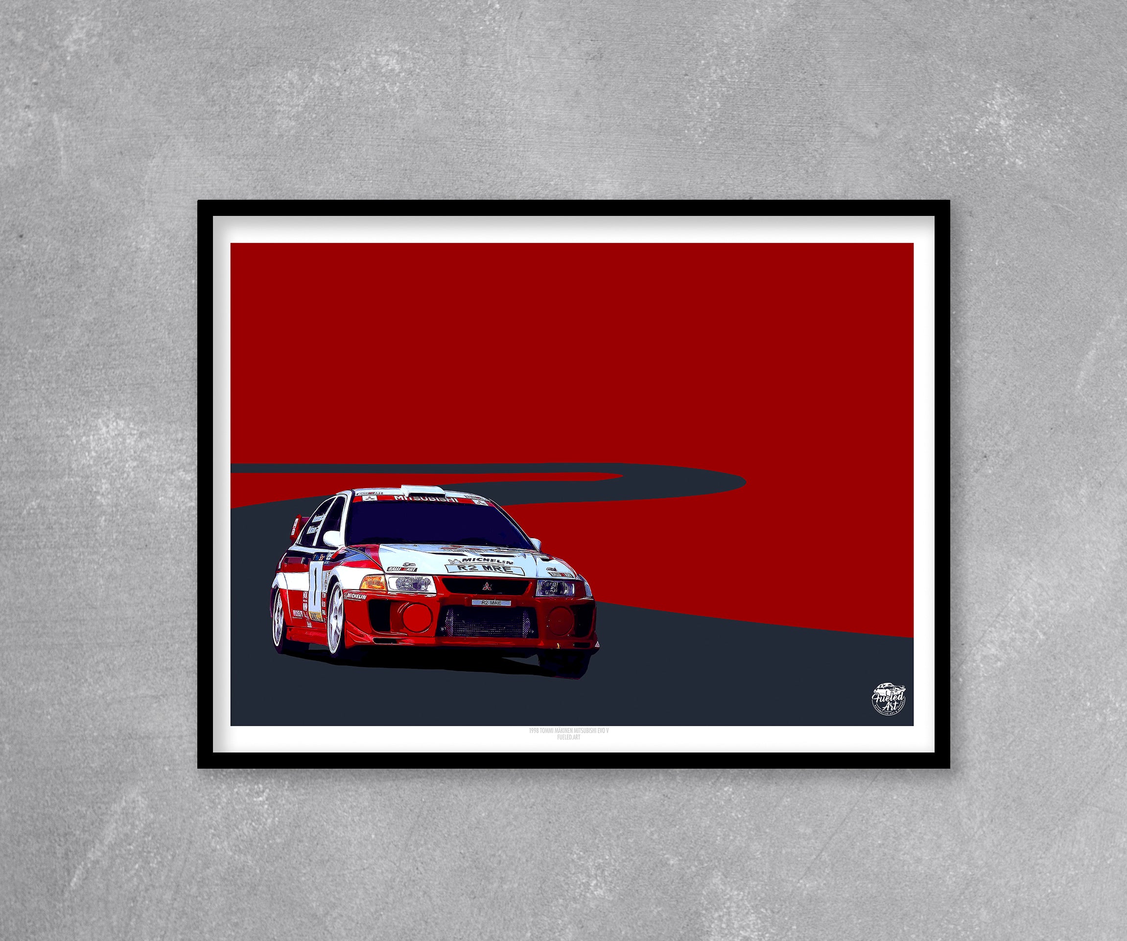 1998 Mitsubishi Evo V - Tommi Mäkinen WRC Print - Fueled.art