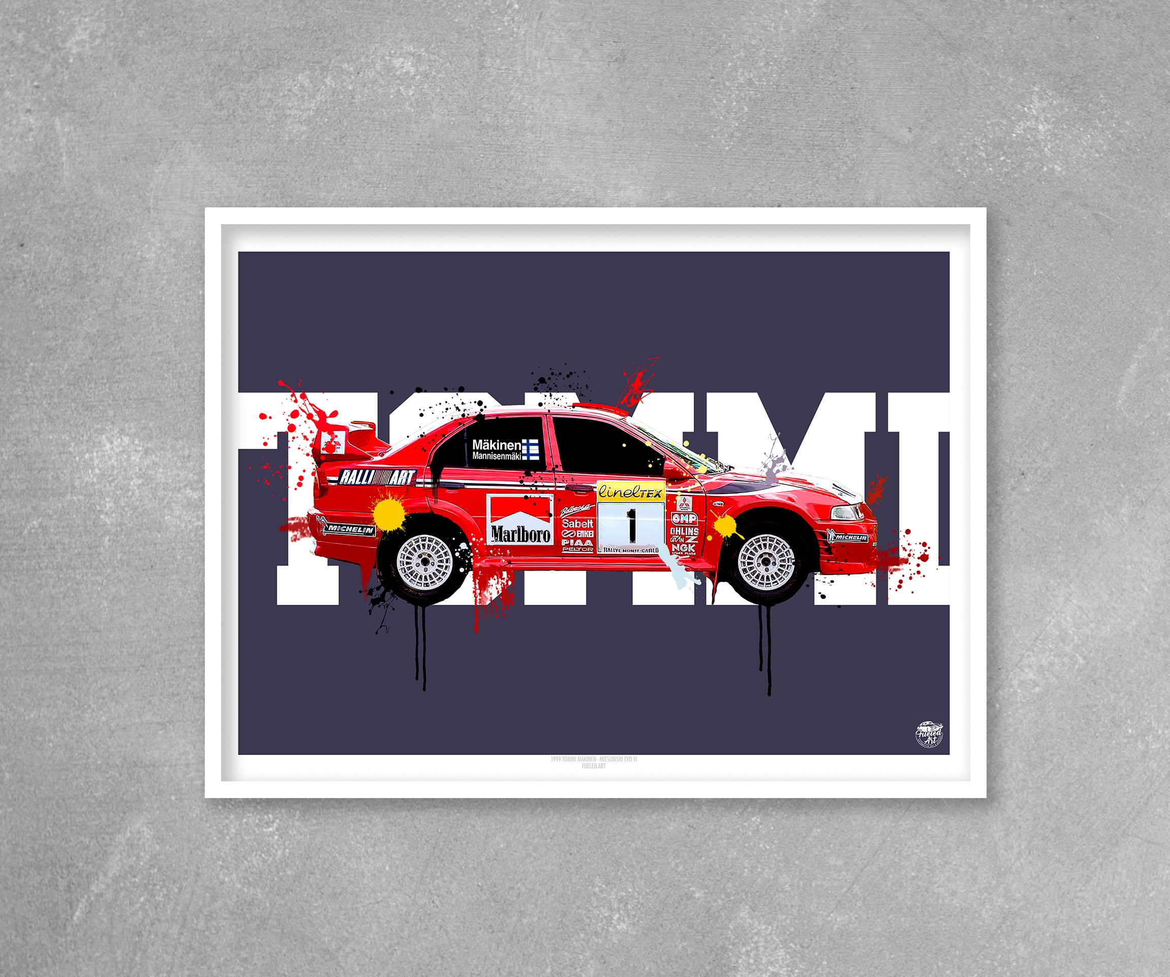 1999 Mitsubishi Evo VI - Tommi Mäkinen WRC Print - Fueled.art