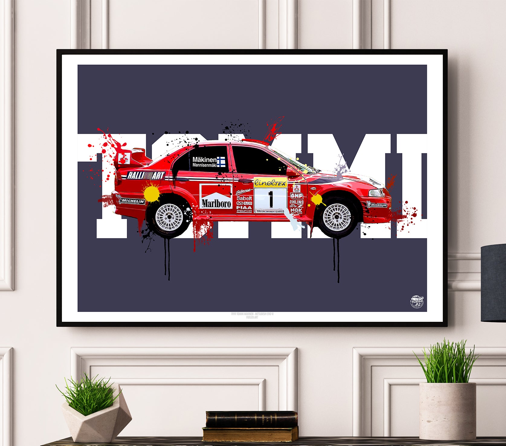 1999 Mitsubishi Evo VI - Tommi Mäkinen WRC Print - Fueled.art