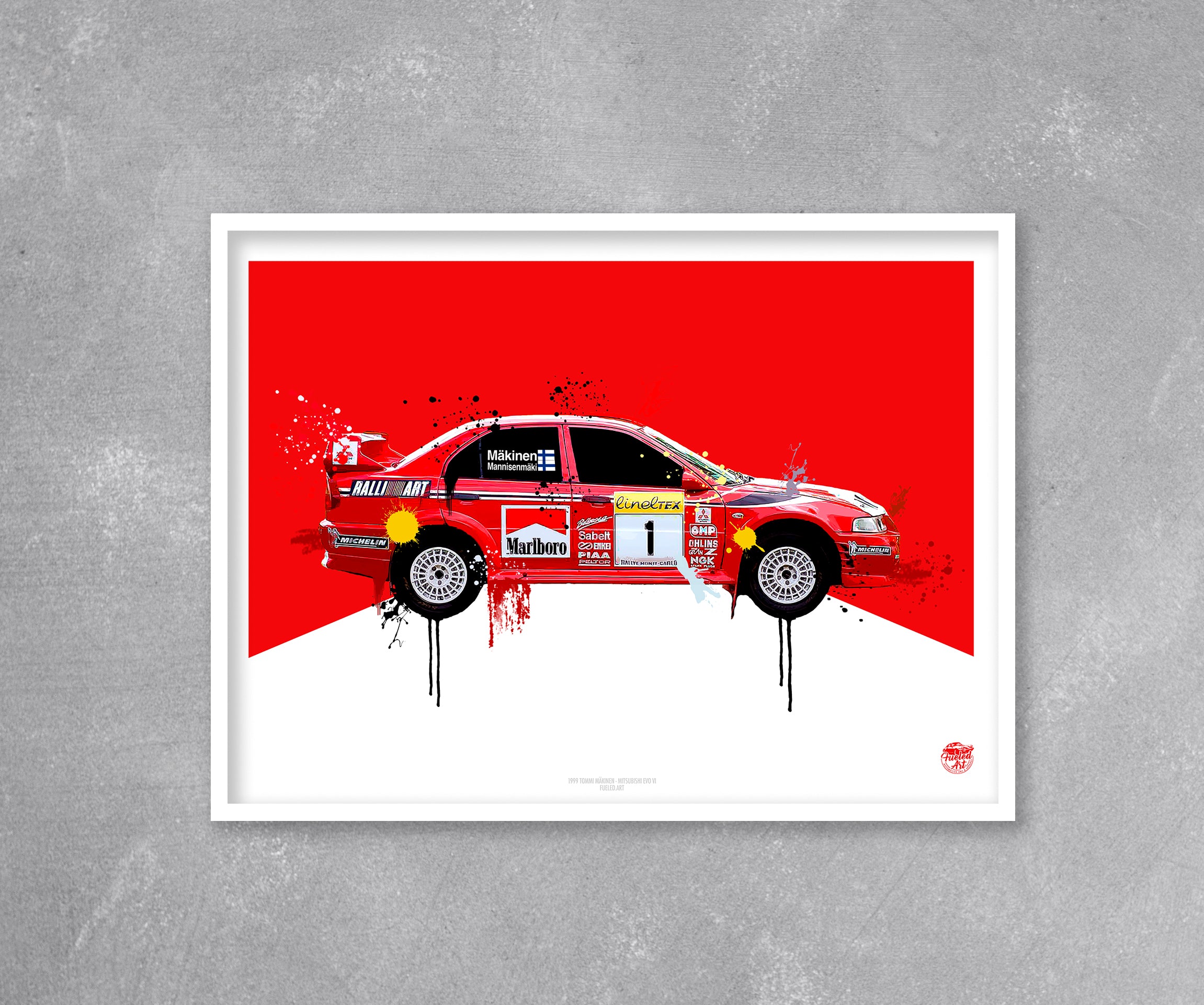 1999 Mitsubishi Evo VI - Tommi Mäkinen WRC Print - Fueled.art