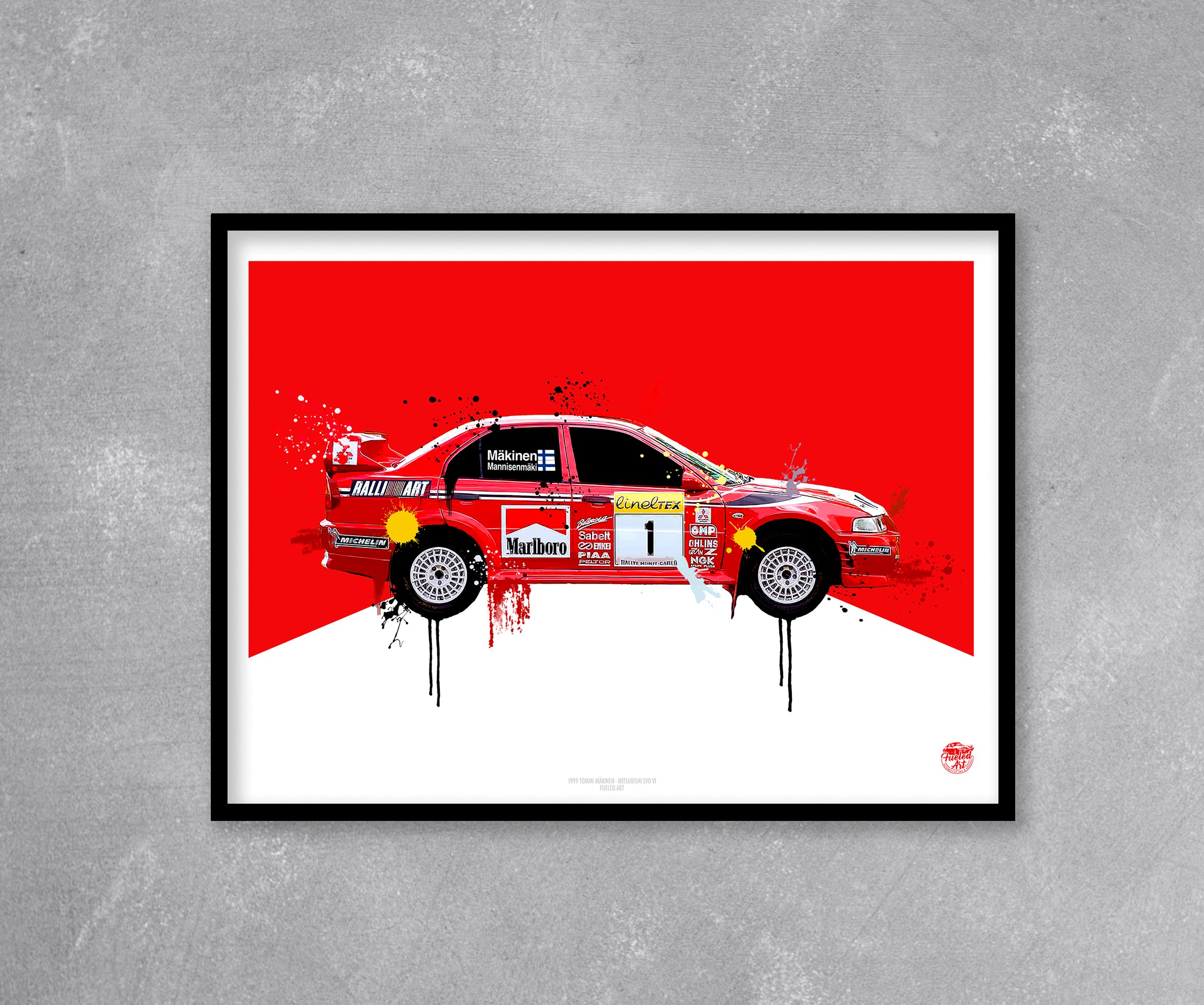 1999 Mitsubishi Evo VI - Tommi Mäkinen WRC Print - Fueled.art