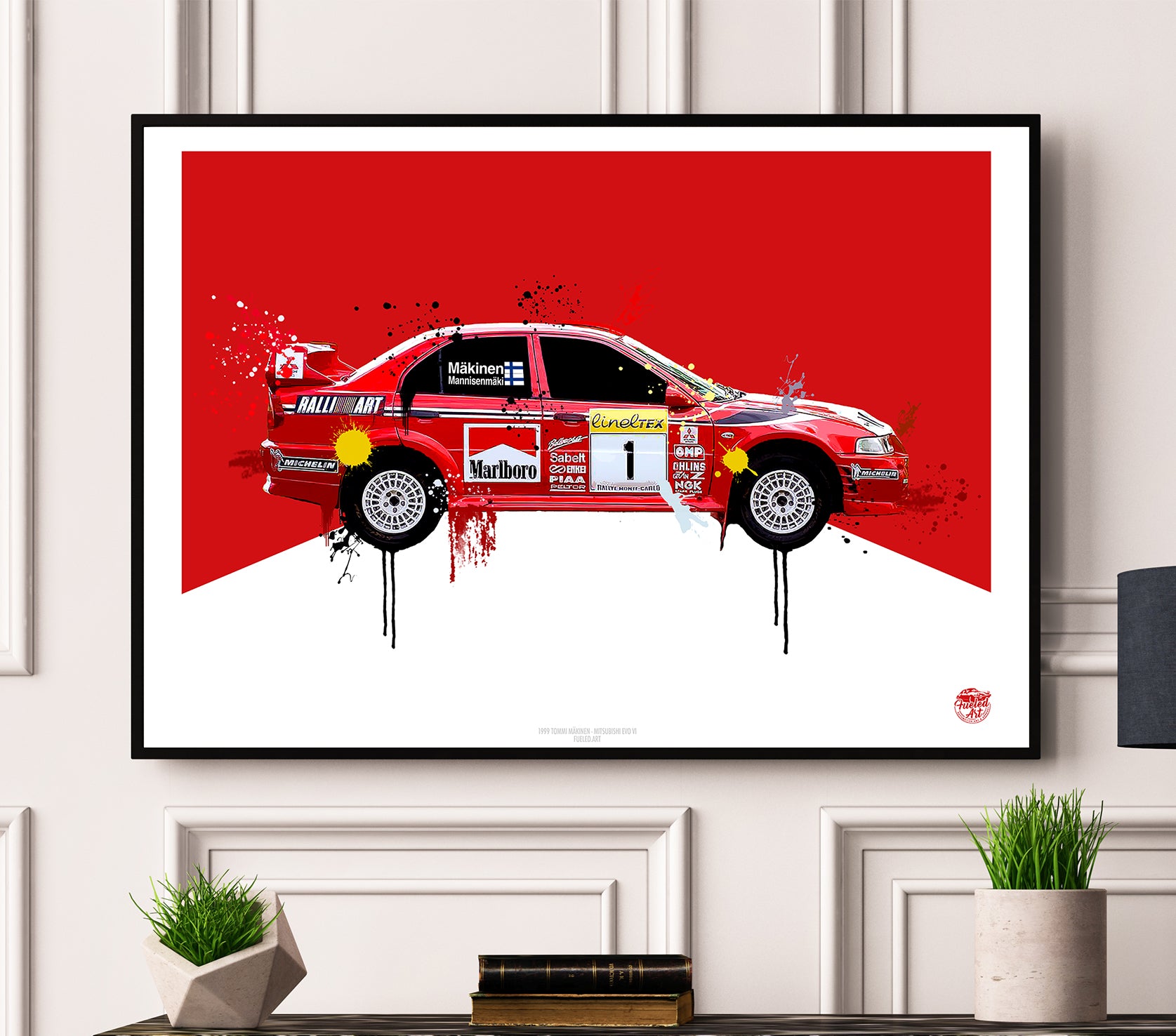 1999 Mitsubishi Evo VI - Tommi Mäkinen WRC Print - Fueled.art