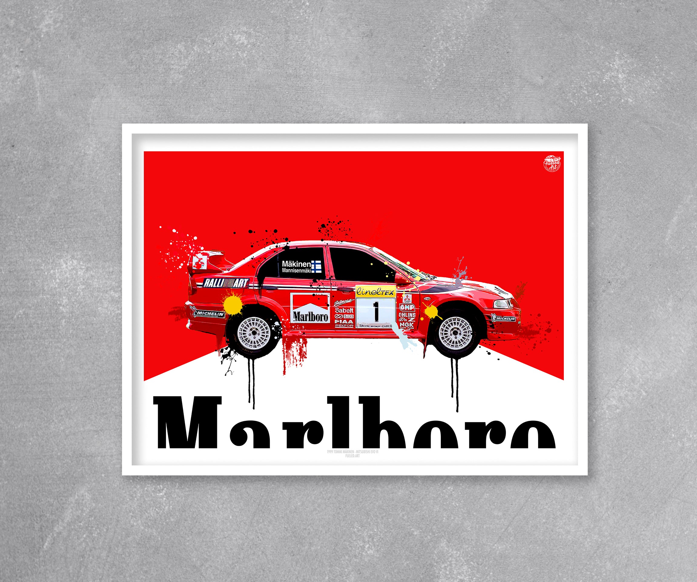 1999 Mitsubishi Evo VI - Tommi Mäkinen WRC Print - Fueled.art