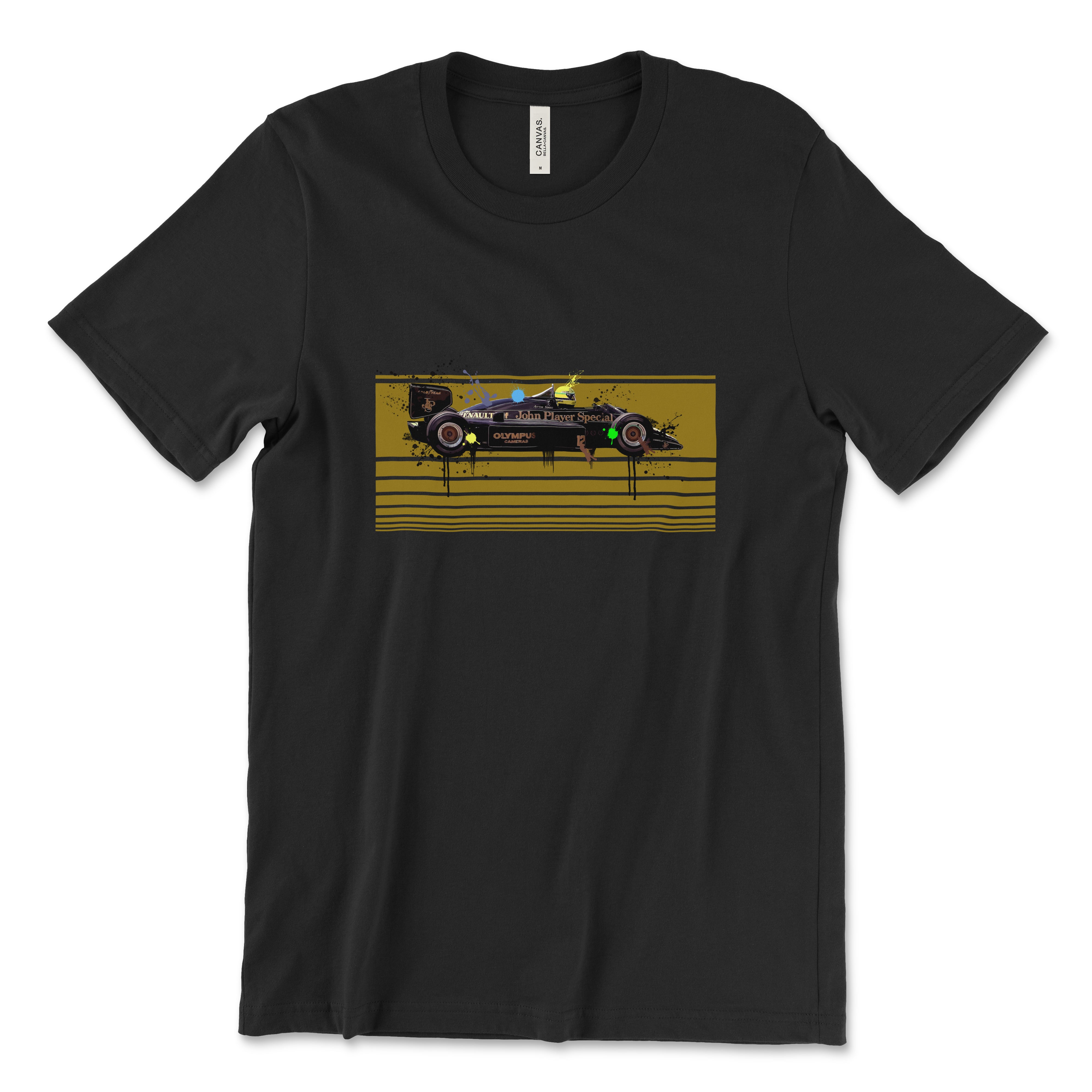 Ayrton Senna 1985 Lotus 97T F1 - Premium Unisex Crewneck Black T-shirt - Fueled.art