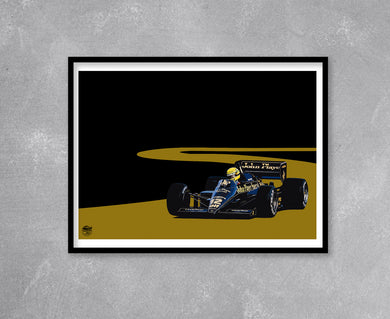 Ayrton Senna 1985 Lotus 97T F1 Print - Fueled.art