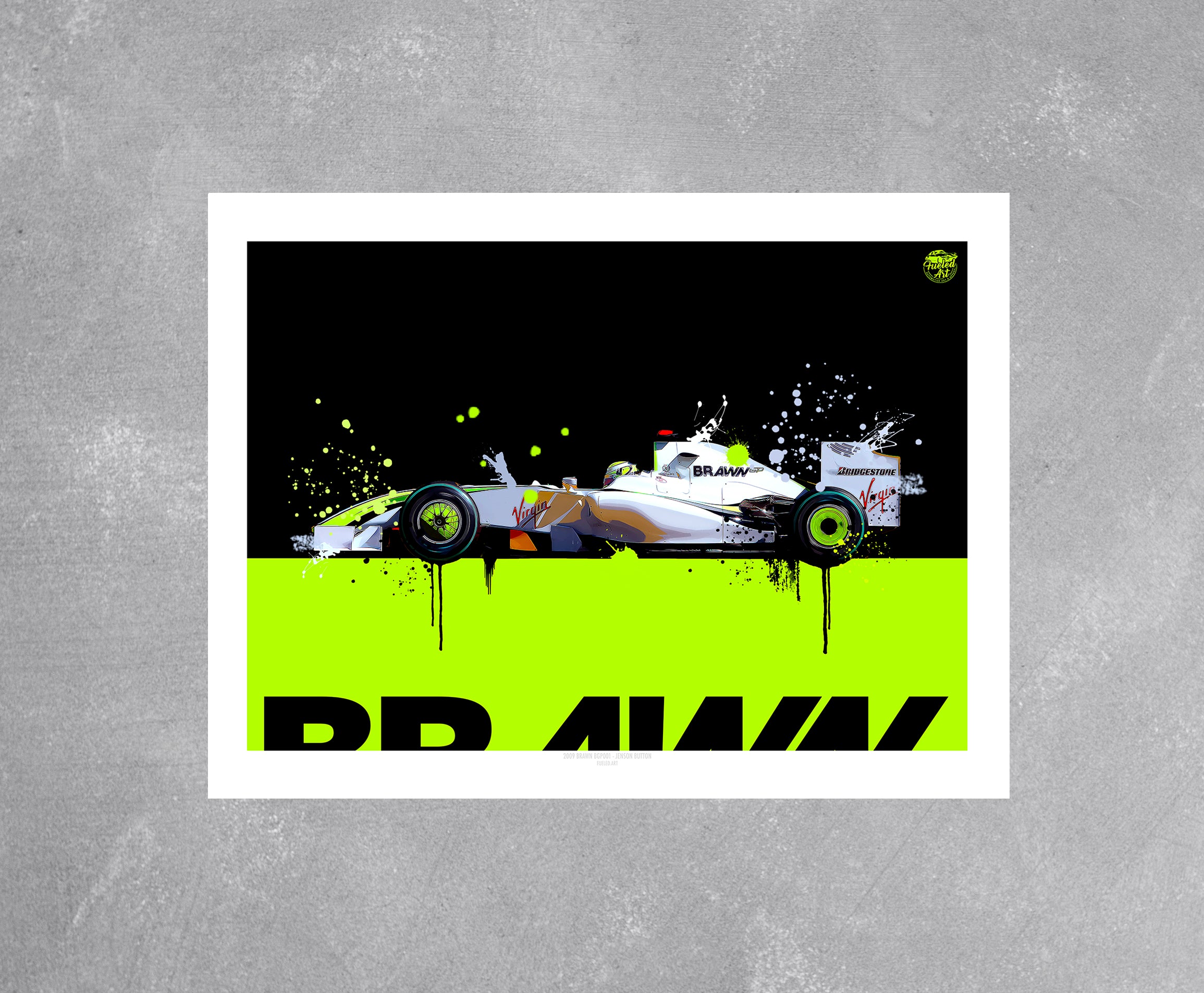 Jenson Button 2009 Brawn BGP001 F1 Print - Fueled.art