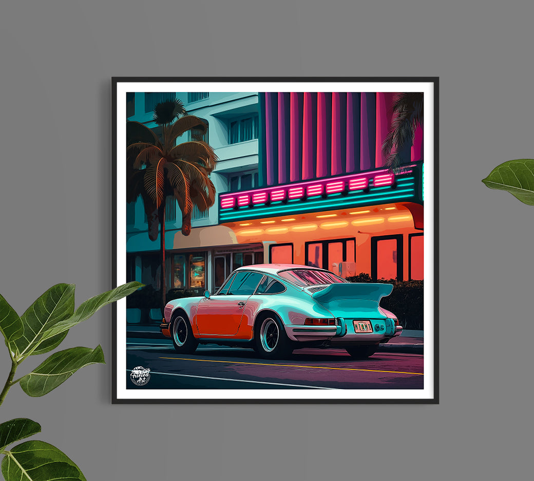 Classic Porsche 911 Miami print - Fueled.art