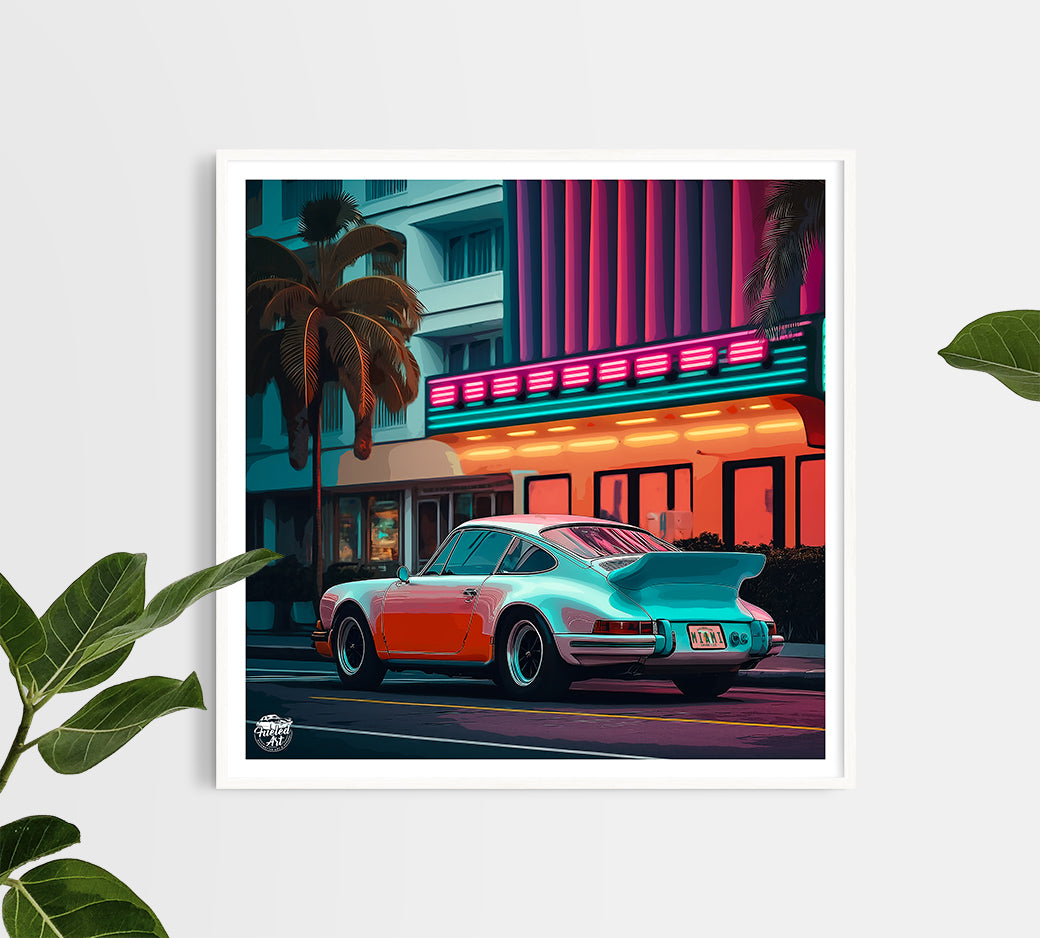 Classic Porsche 911 Miami print - Fueled.art