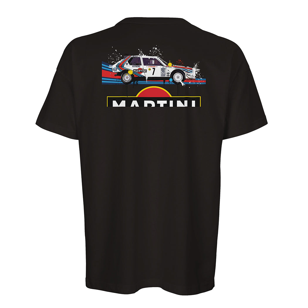 Lancia Delta S4 - Men's Oversized Rear Print Black T-shirt - Fueled.art