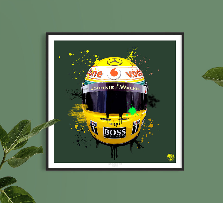 Lewis Hamilton 2008 Helmet F1 print - Fueled.art