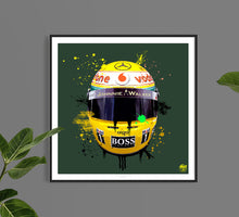 Carica l&#39;immagine nel visualizzatore di Gallery, Lewis Hamilton 2008 Helmet F1 print - Fueled.art
