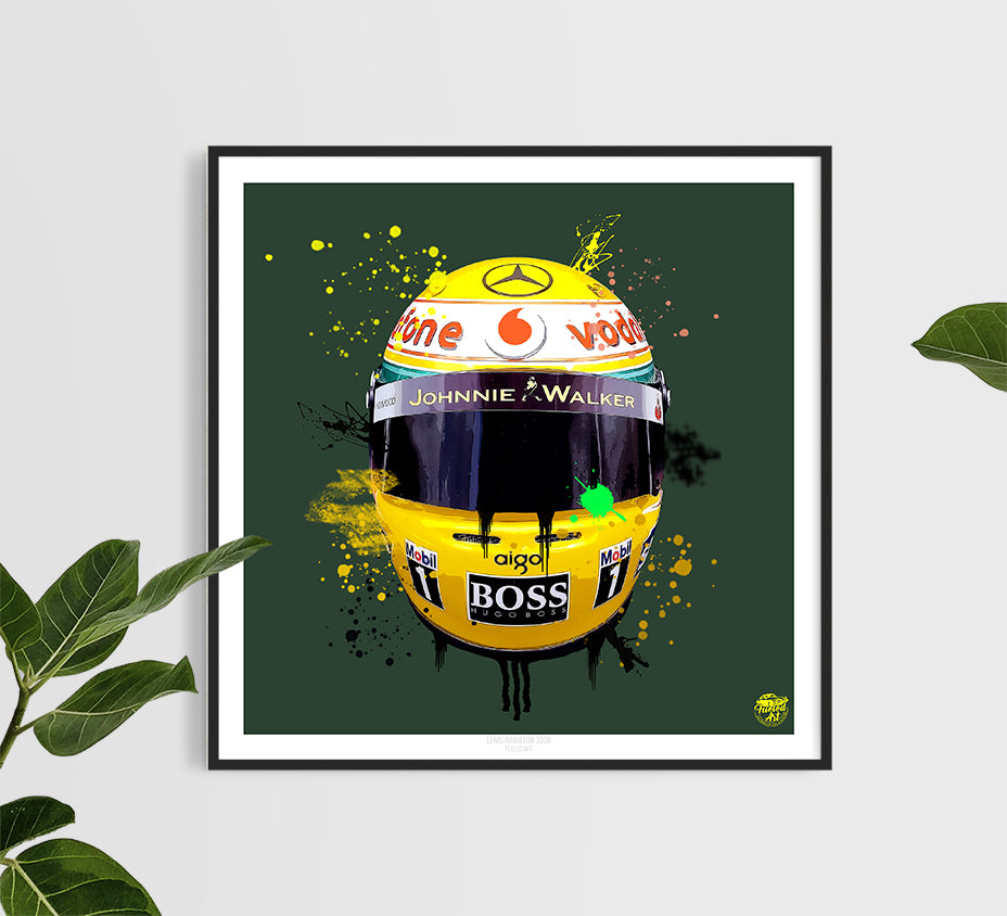 Lewis Hamilton 2008 Helmet F1 print - Fueled.art