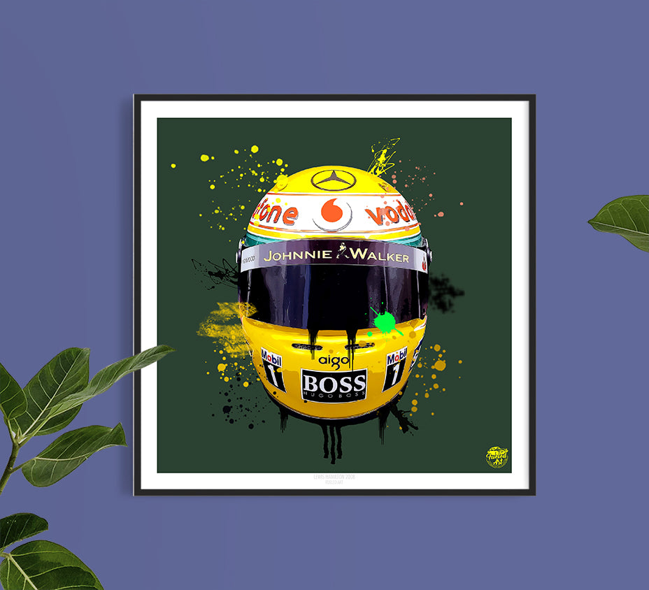 Lewis Hamilton 2008 Helmet F1 print - Fueled.art