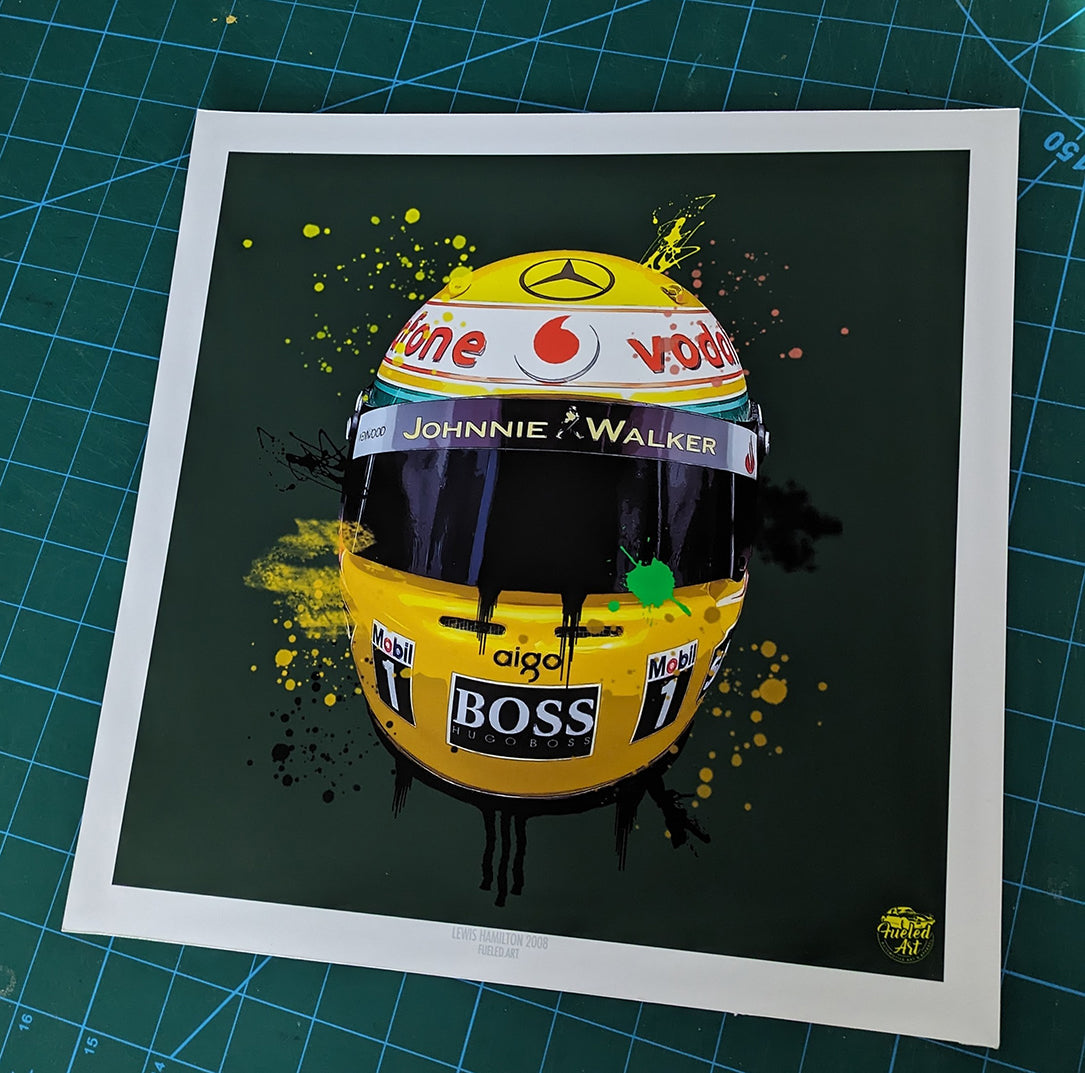 Lewis Hamilton 2008 Helmet F1 print - Fueled.art