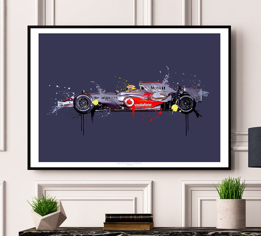 Lewis Hamilton 2008 McLaren F1 Print - Fueled.art