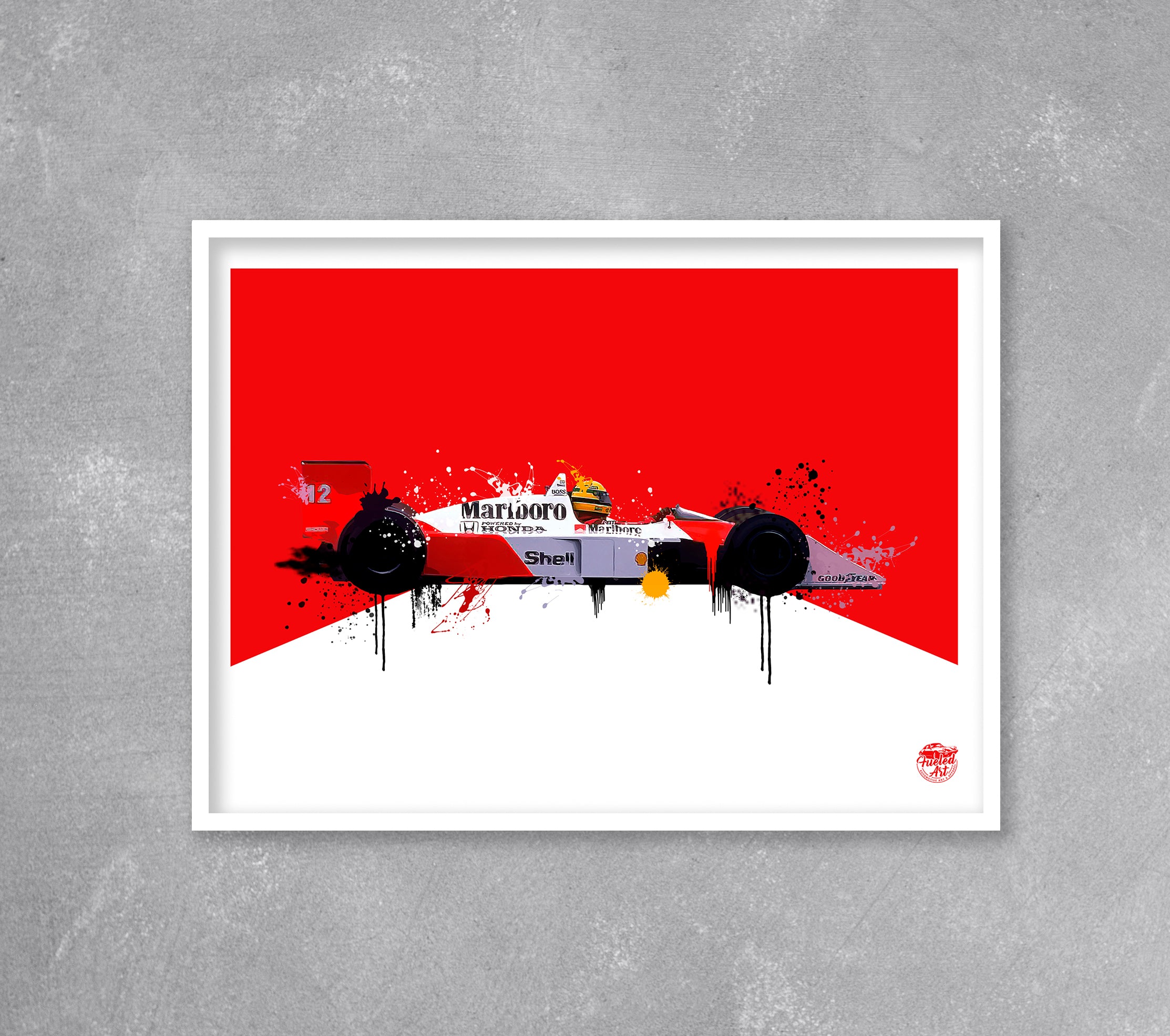 Ayrton Senna McLaren MP4/4 F1 print by Fueled.art