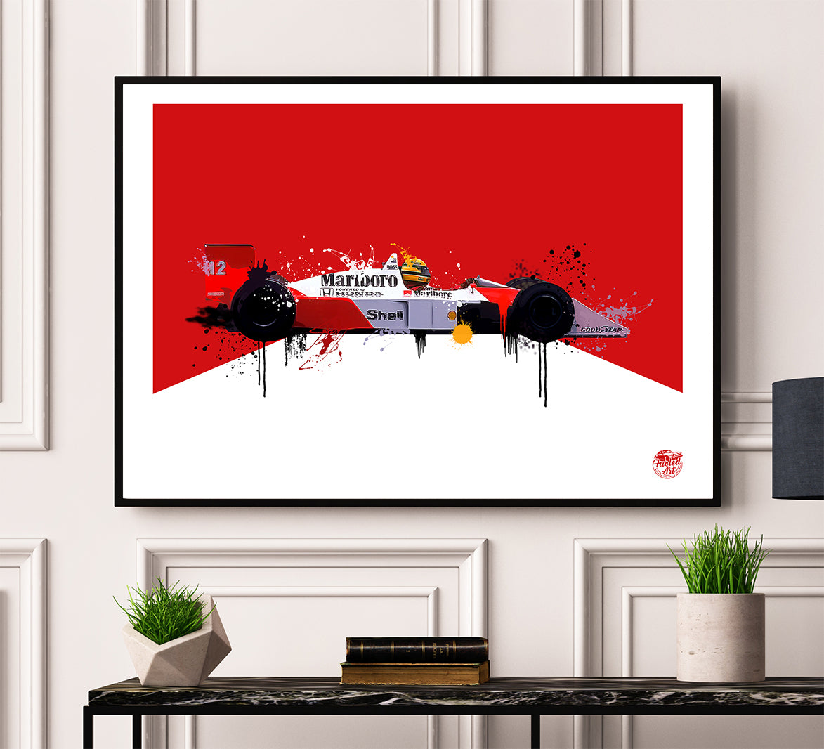 Ayrton Senna McLaren MP4/4 F1 print by Fueled.art