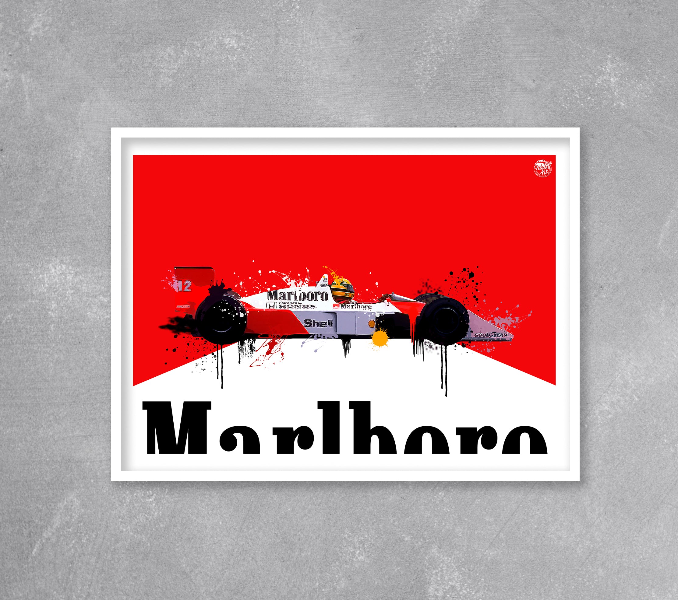 Ayrton Senna McLaren MP4/4 F1 print by Fueled.art