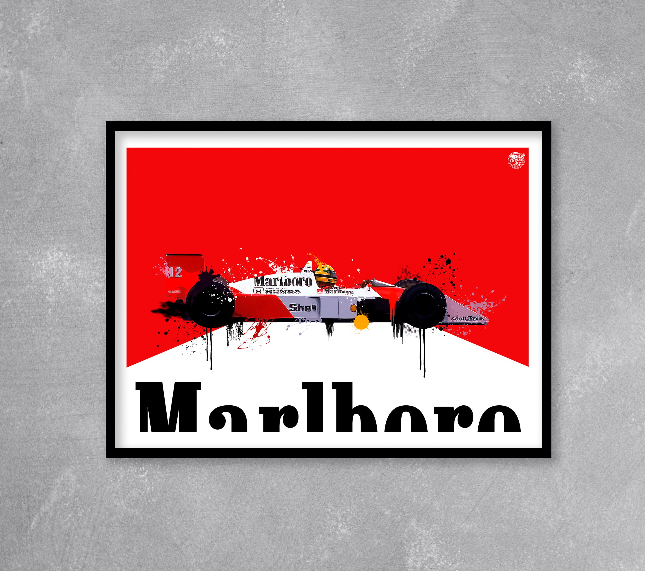 Ayrton Senna McLaren MP4/4 F1 print by Fueled.art