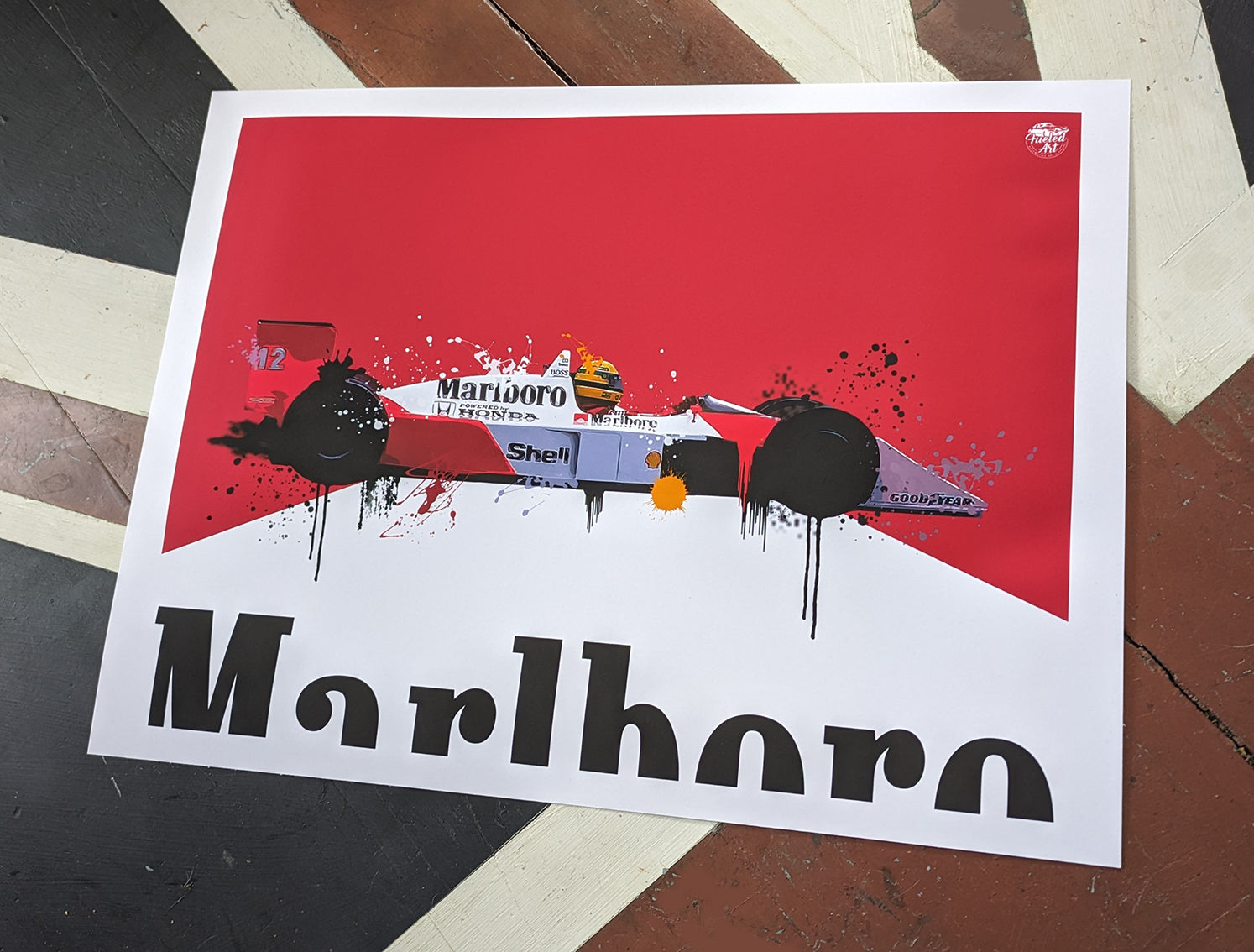 Ayrton Senna McLaren MP4/4 F1 print by Fueled.art