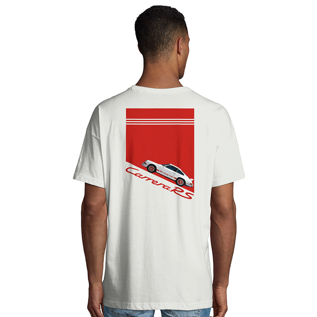 Porsche 911 2.7 Carrera RS - Men's Oversized Rear Print White T-shirt - Fueled.art