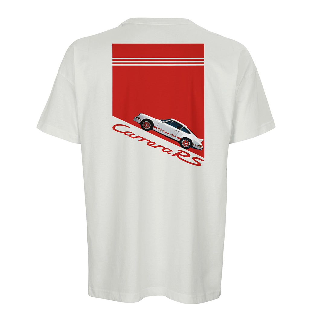 Porsche 911 2.7 Carrera RS - Men's Oversized Rear Print White T-shirt - Fueled.art