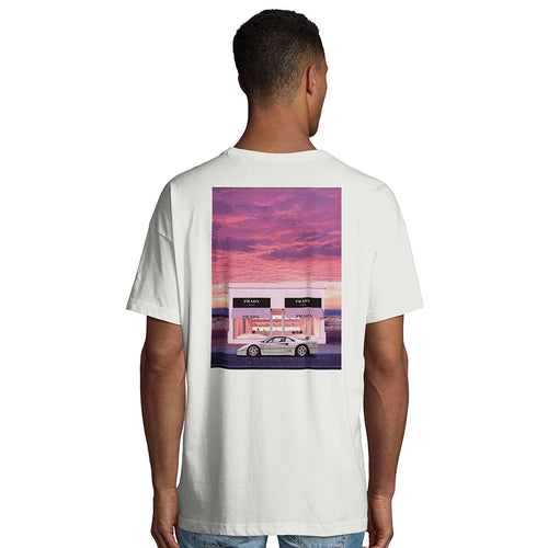 Ferrari F40 - Men's Oversized Rear Print White T-shirt - Fueled.art