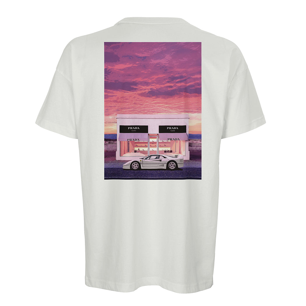 Ferrari F40 - Men's Oversized Rear Print White T-shirt - Fueled.art