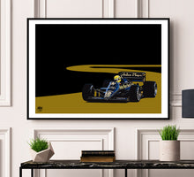 Load image into Gallery viewer, Ayrton Senna 1985 Lotus 97T F1 Print - Fueled.art
