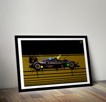 Load image into Gallery viewer, Ayrton Senna 1985 Lotus 97T F1 Print - Fueled.art
