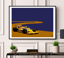 Load image into Gallery viewer, Ayrton Senna 1987 Lotus 99T F1 Print - Fueled.art
