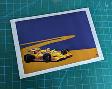 Load image into Gallery viewer, Ayrton Senna 1987 Lotus 99T F1 Print - Fueled.art
