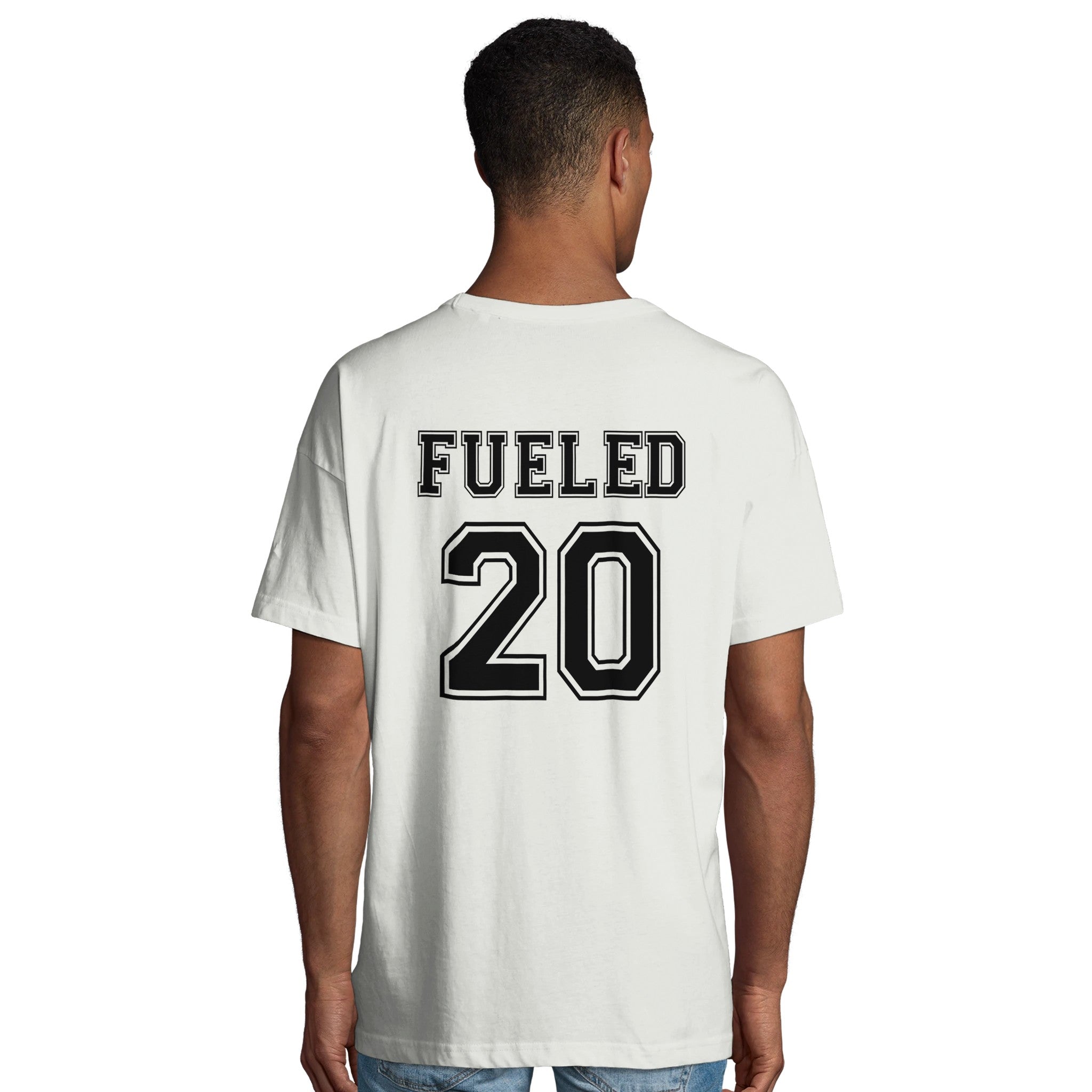 Fueled 20 Retro - Men's Oversized White T-shirt - Fueled.art