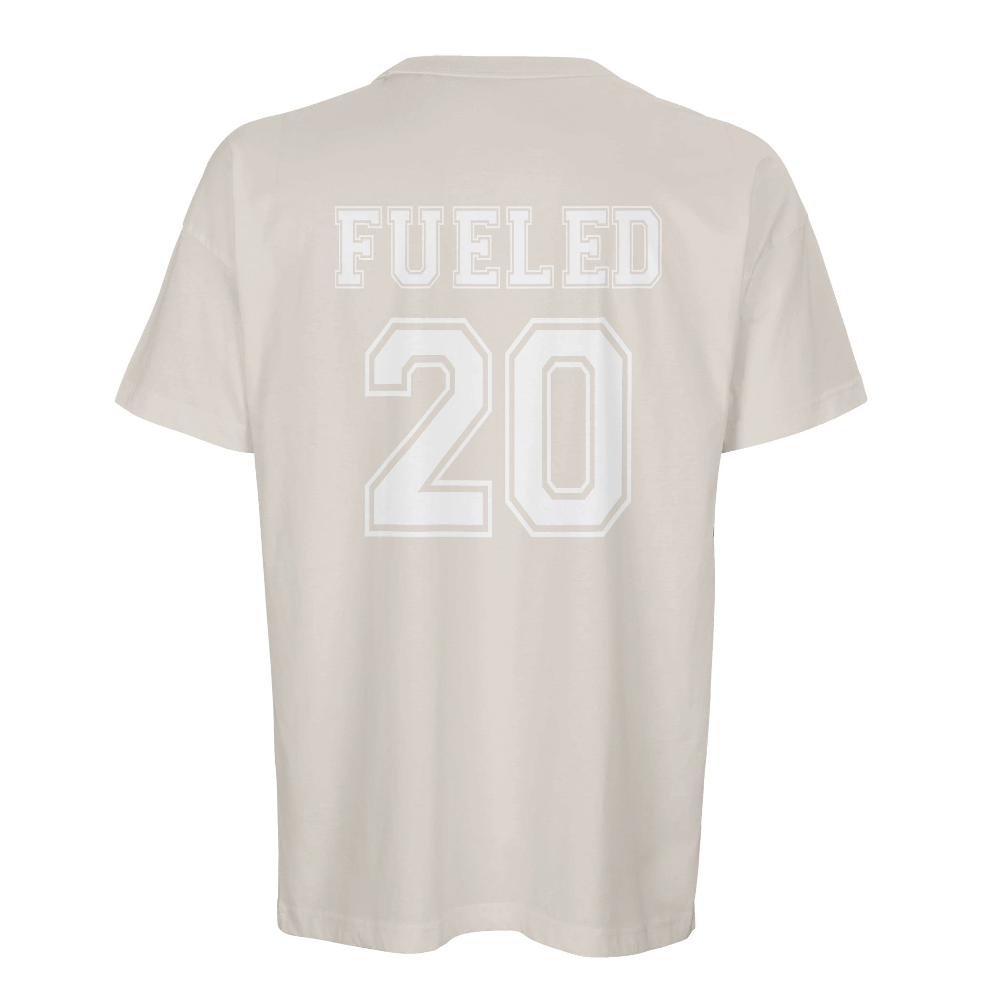 Fueled 20 Varsity Retro - Men's Oversized Off White T-shirt - Fueled.art