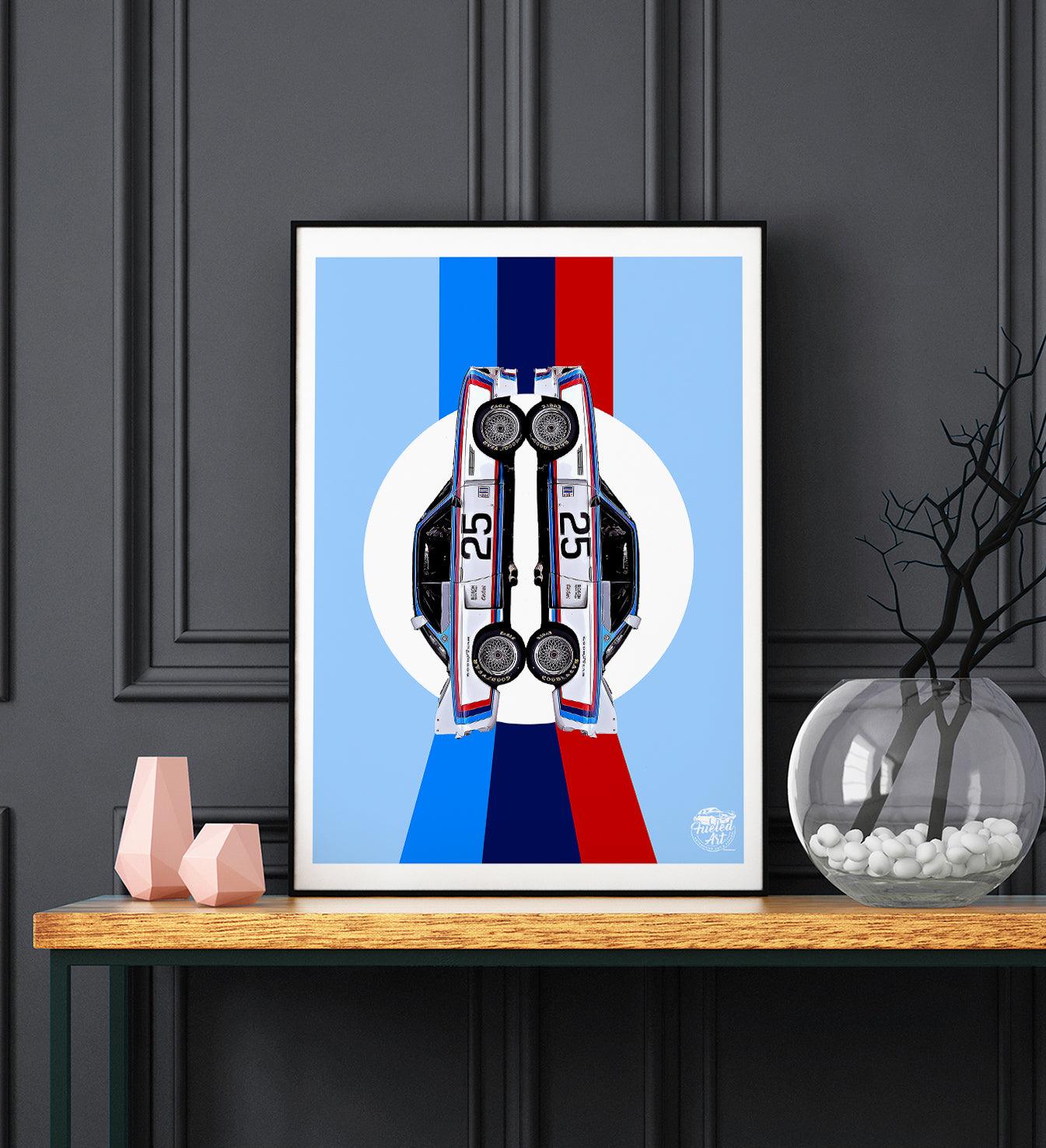 BMW CSL Print - Blue - Fueled.art