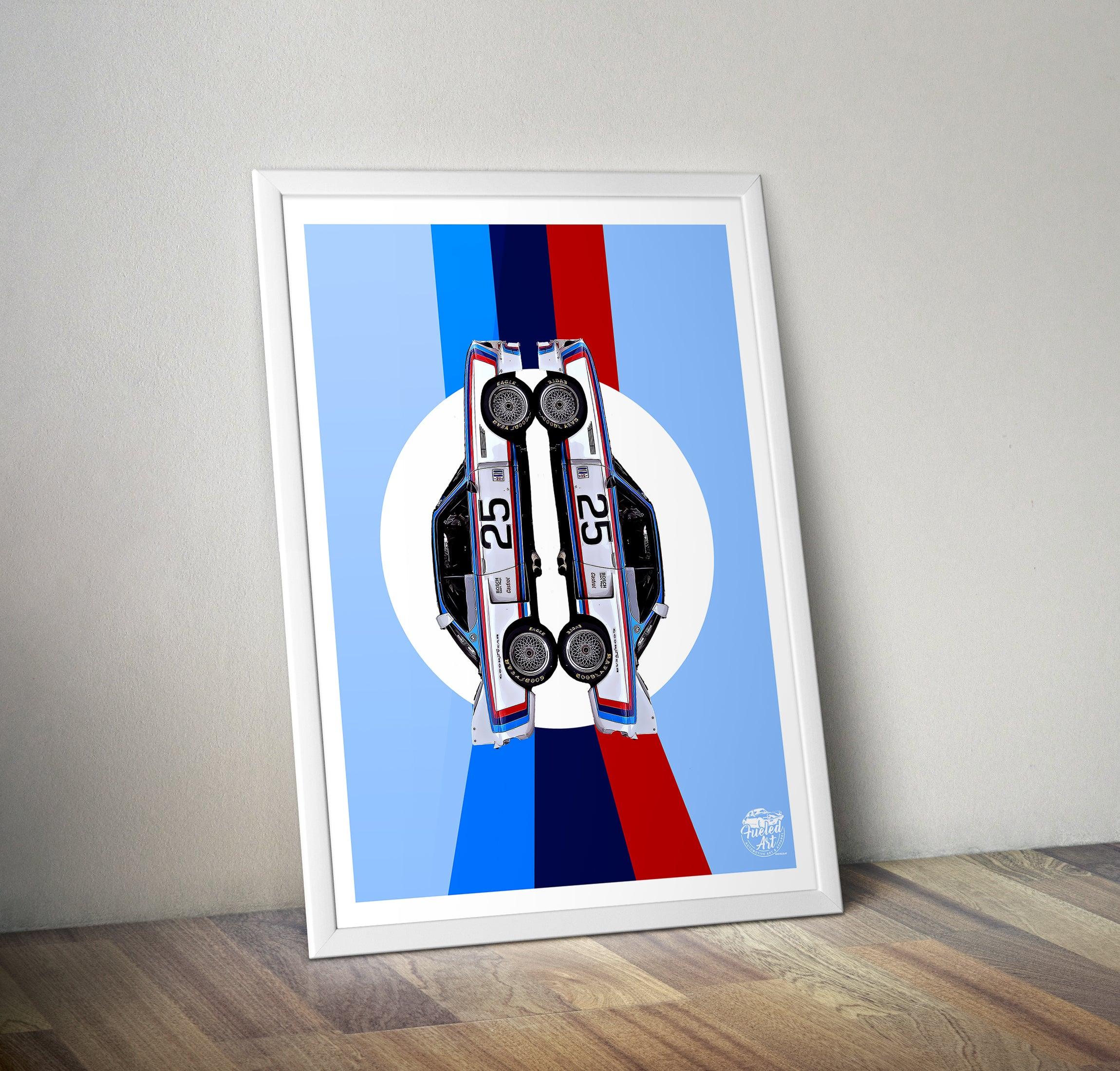 BMW CSL Print - Blue - Fueled.art