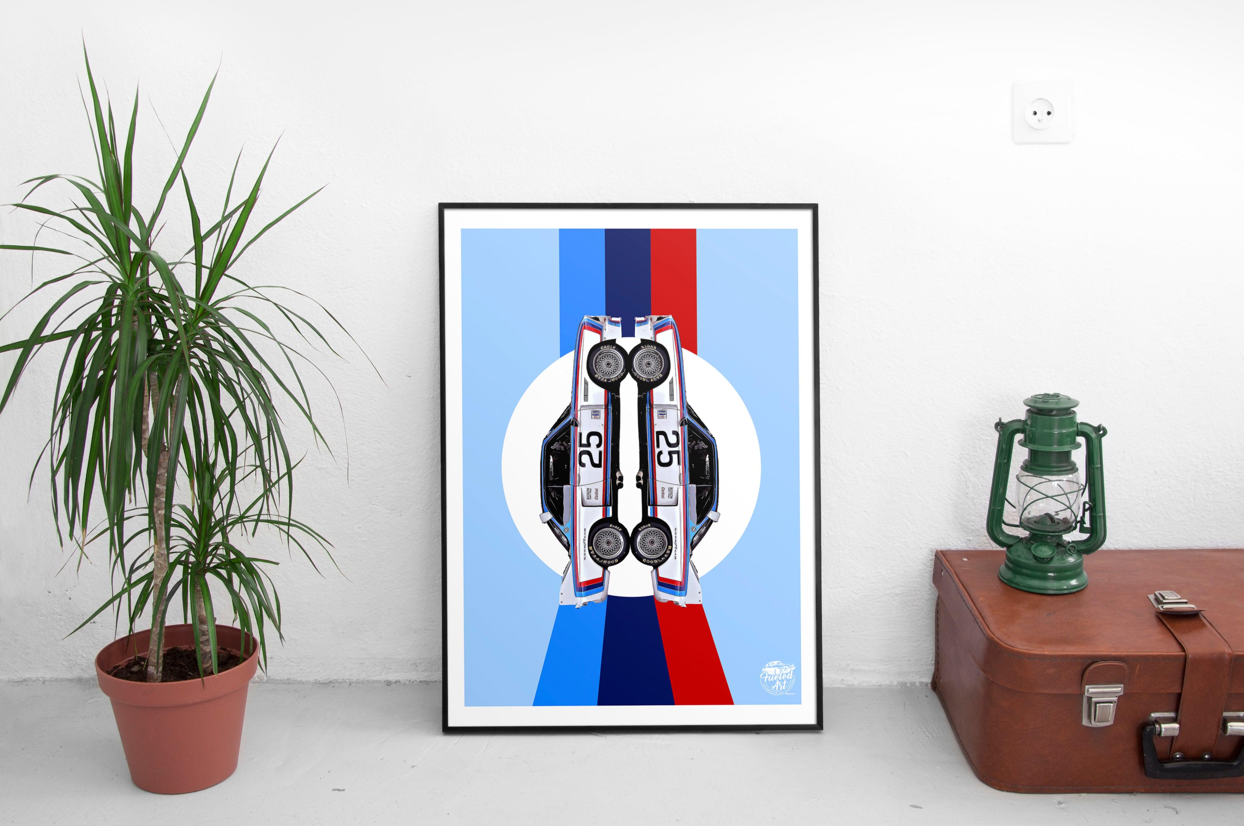 BMW CSL Print - Blue - Fueled.art