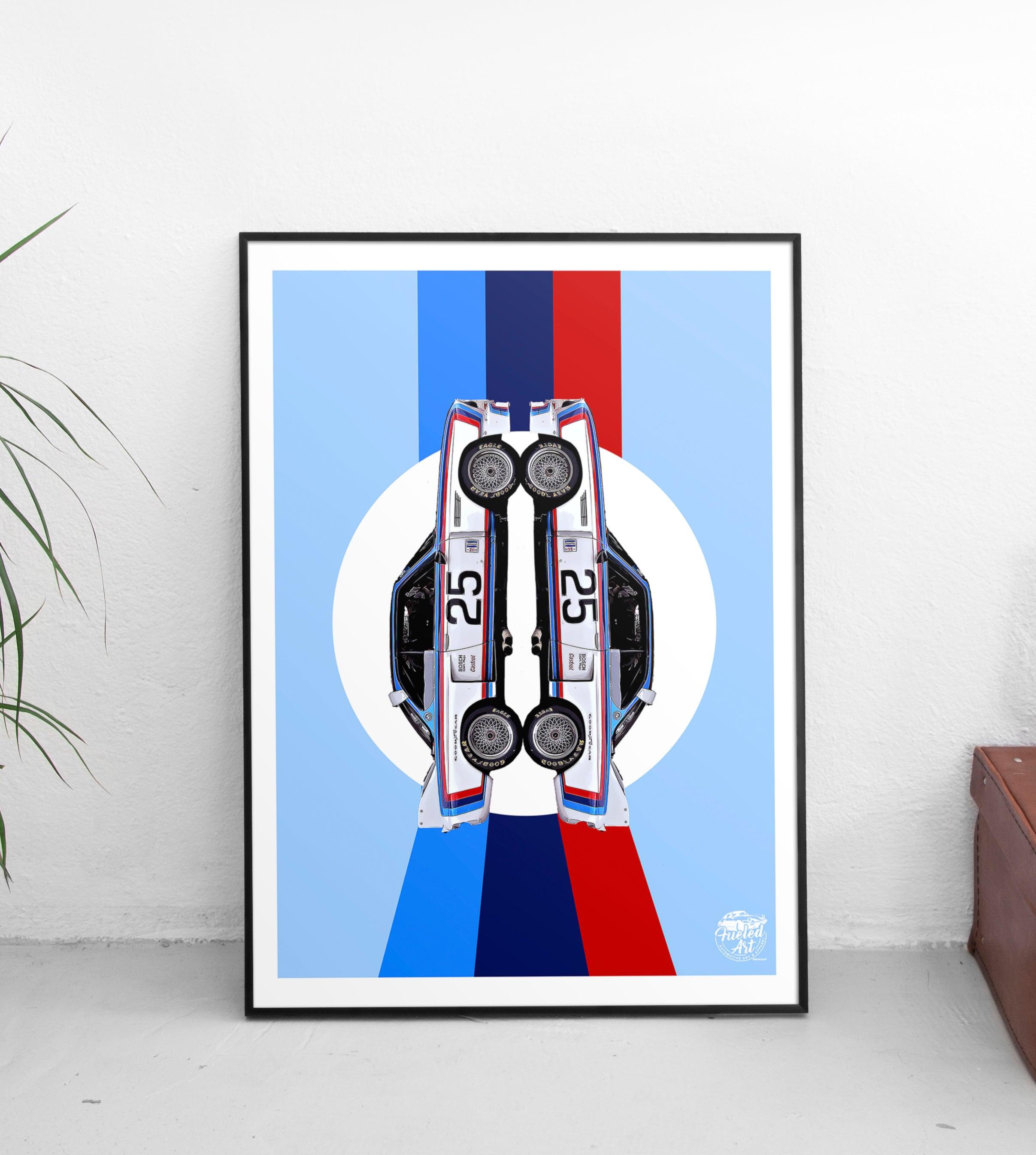 BMW CSL Print - Blue - Fueled.art