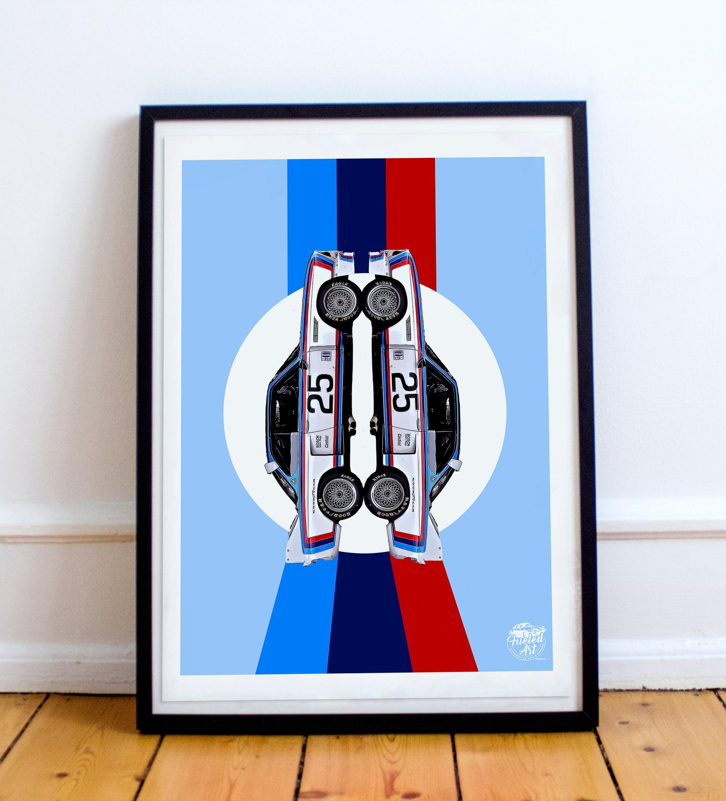 BMW CSL Print - Blue - Fueled.art