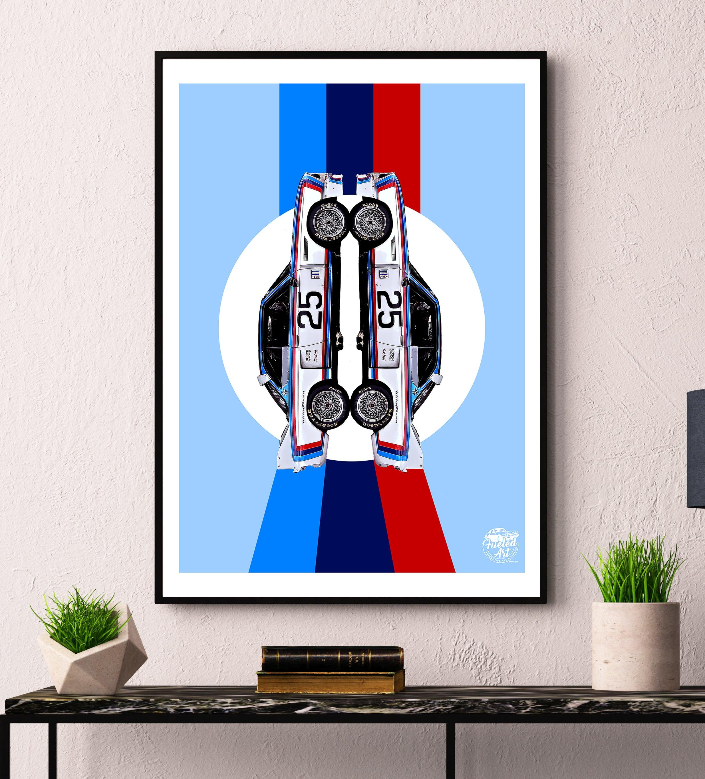 BMW CSL Print - Blue - Fueled.art