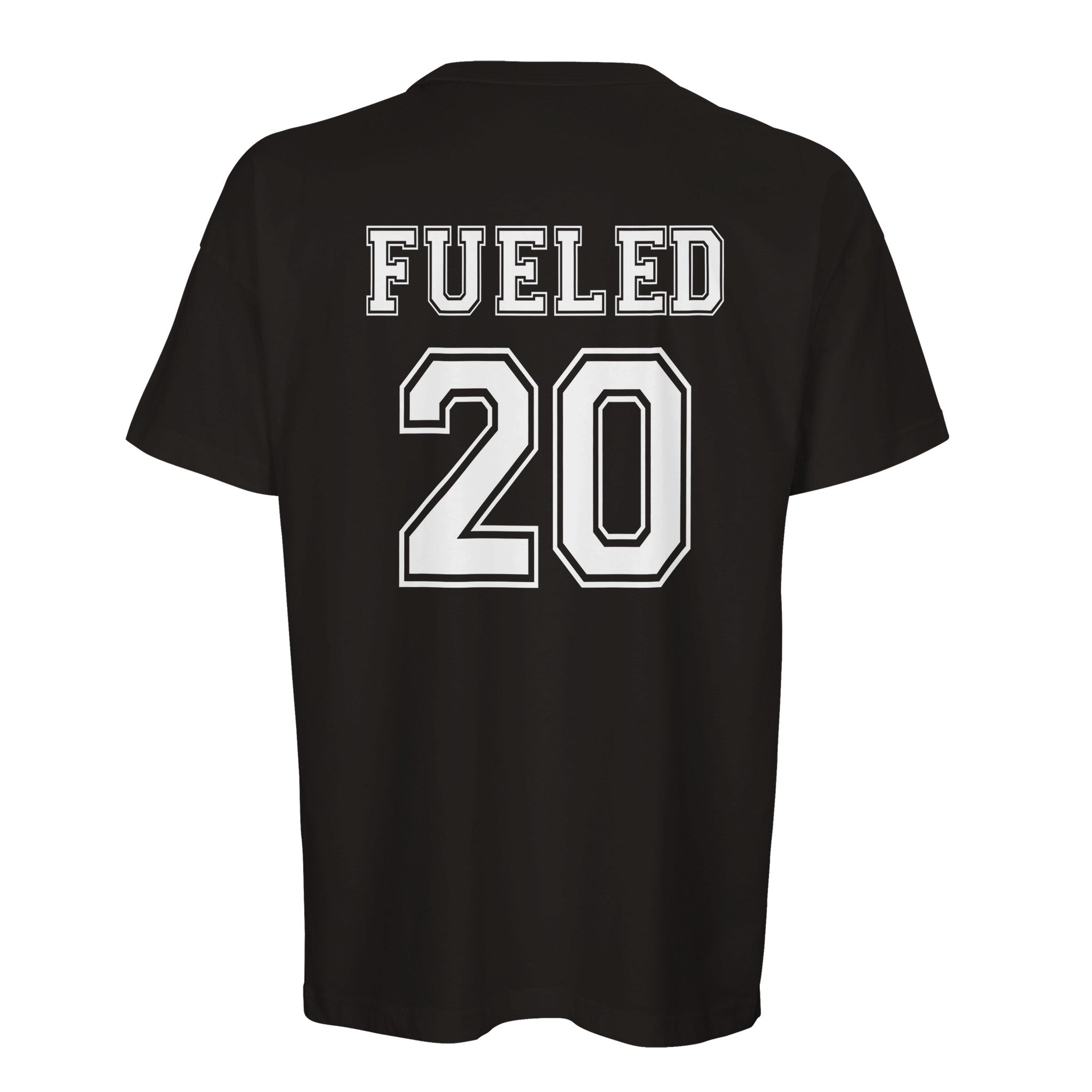 Fueled 20 Varsity Retro - Men's Oversized Black T-shirt - Fueled.art